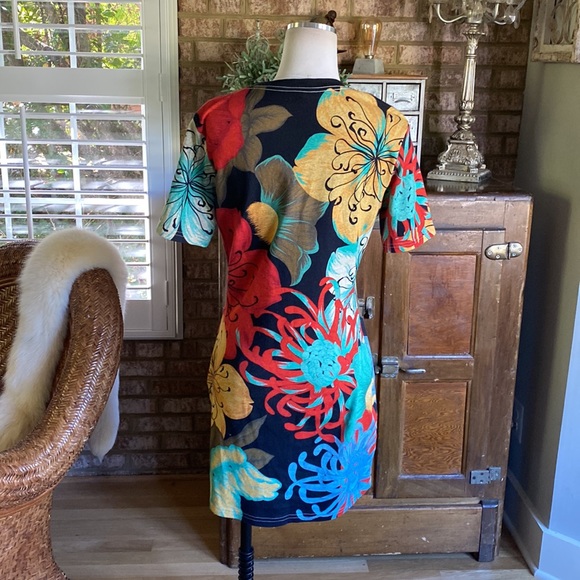 THE KIT. FLORAL PRINTED SHORT SLEEVE DRESS MEDIUM EXCELLENT - Picture 4 of 6